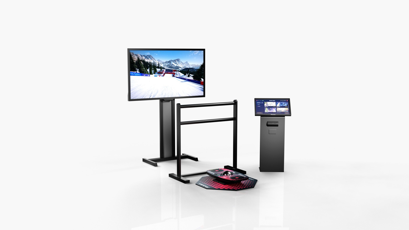 BalancePlay Pro — one smart balance board with a 65-inch horizontal display