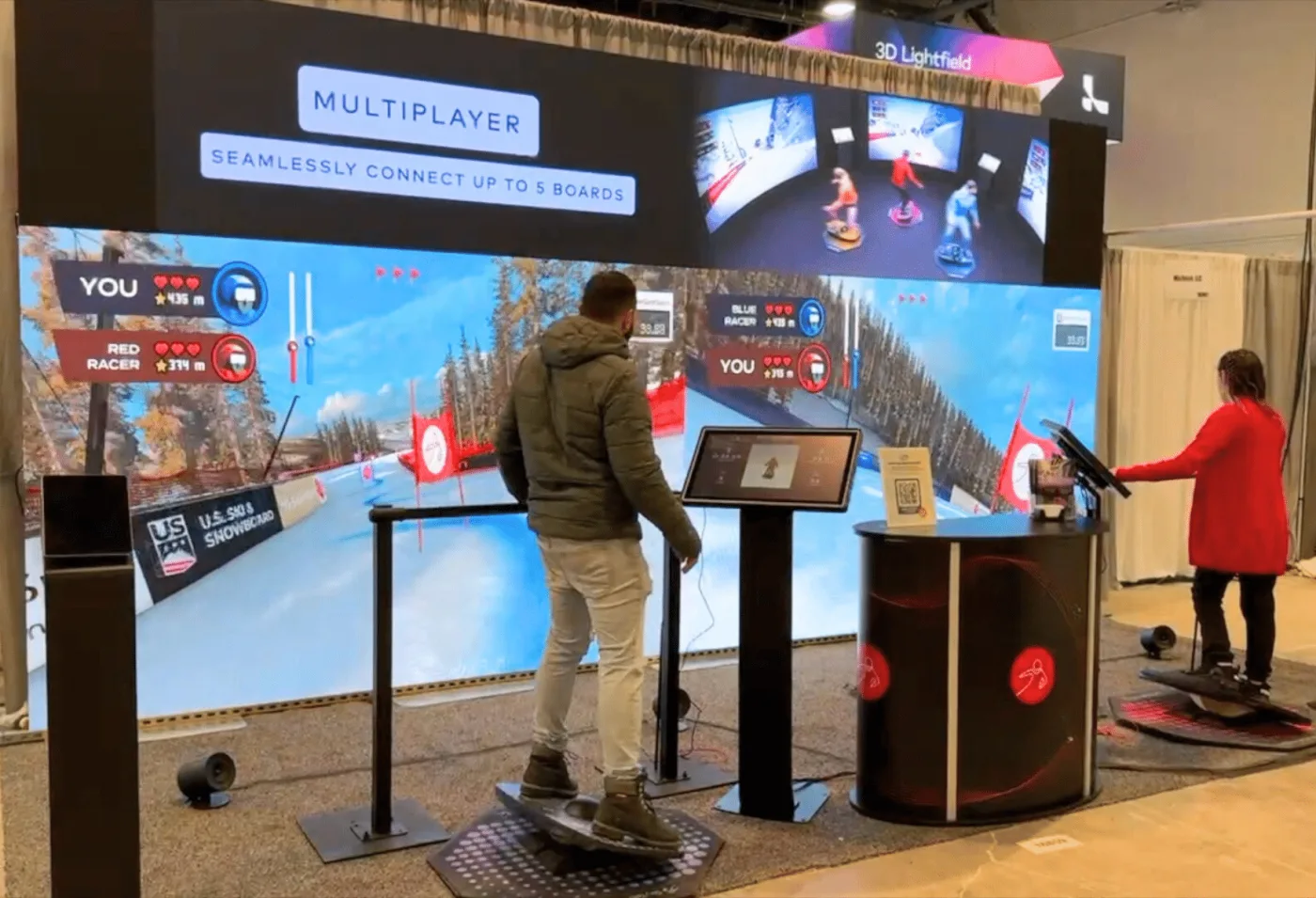 Un setup multiplayer di BalancePlay Pro che collega diverse balance board a un evento