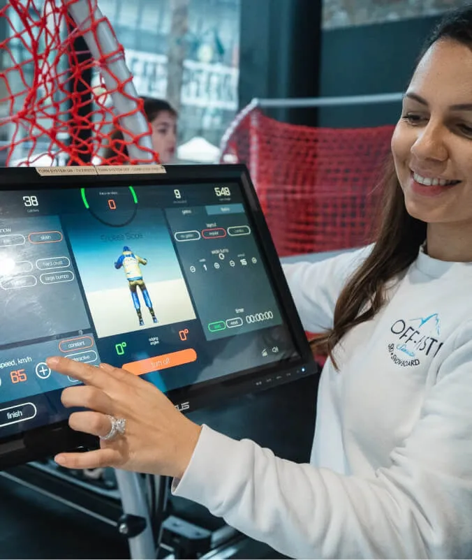 Athlete on ski simulator
