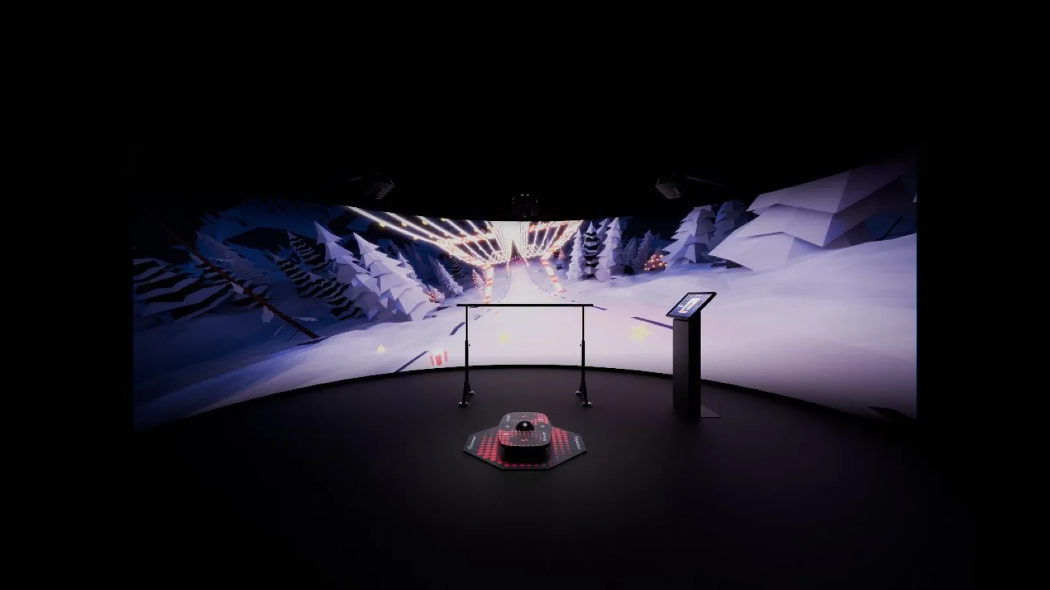 An immersive SkyTechSport ski simulator amenity room in a luxury property