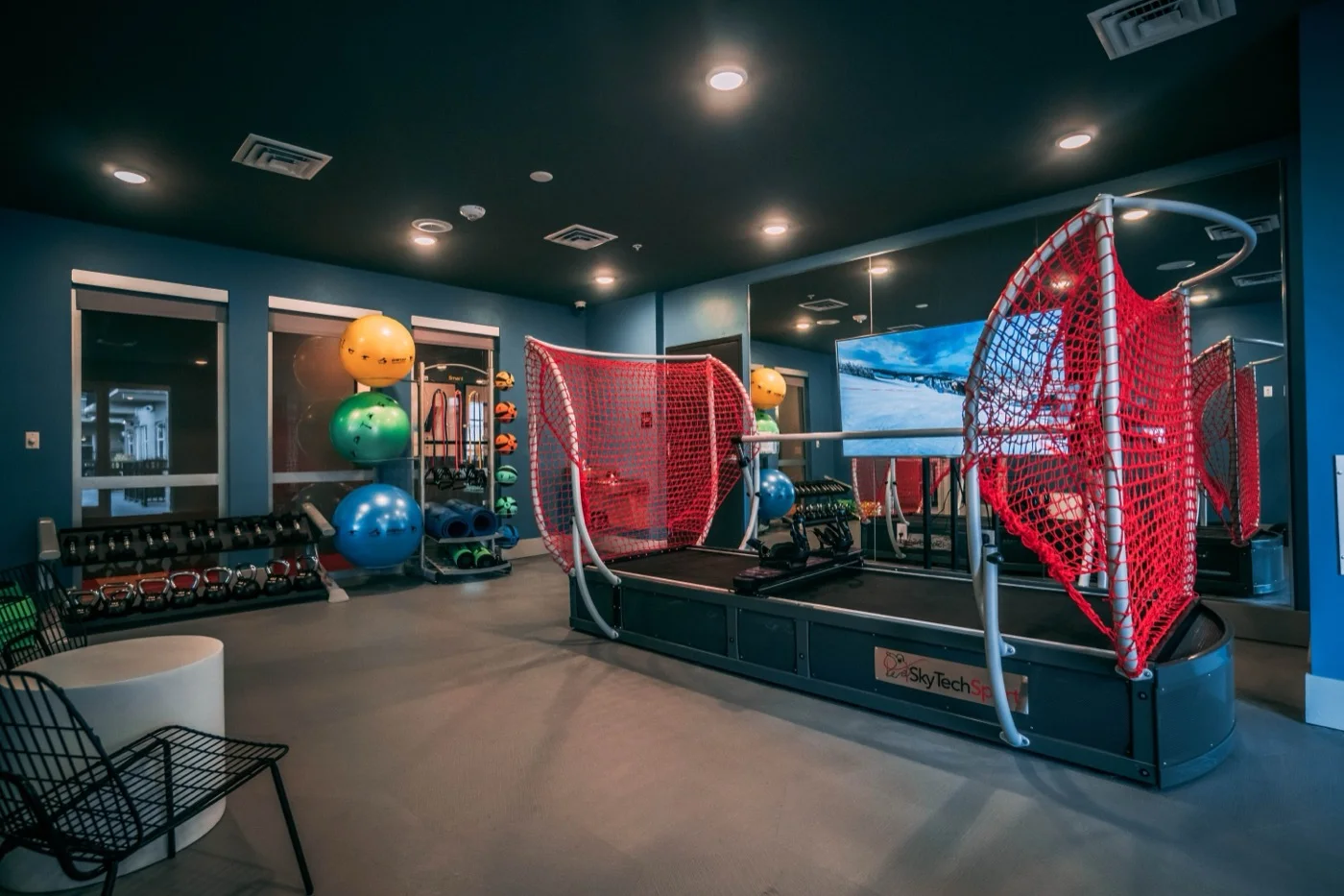 SkyTechSport ski simulator in a fitness studio